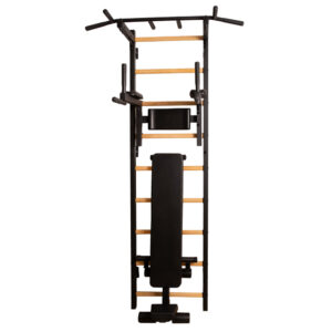 Žebřiny s hrazdou, bradly a lavicí BenchK 723B 240×67 cm