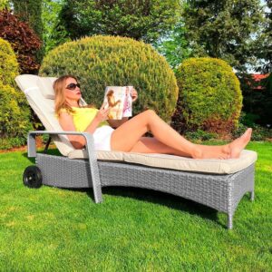 Zahradní relaxační lehátko Avenberg HAVANA 2023 – Šedá/béžová