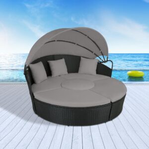 13-dílné multifunkční zahradní sofa + sedací souprava CATALINA 2023 – černá-šedá