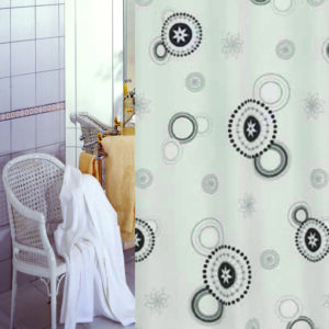 wela TEXTILNÍ SPRCHOVÝ ZÁVĚS ČERNÁ KOLA se závažím obšitý W79761 šířka x výška: 180 x 180