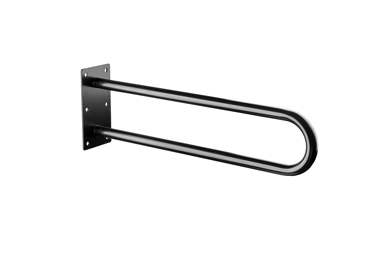 wela PEVNÉ MADLO "U" K WC ČERNÉ PREMIUM Délka: 80 cm, Průměr: 30 mm