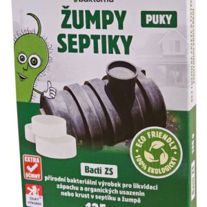 Baktoma Bacti ZS PUK – Bakterie do žump a septiků – 135g BACTI ZS PUK: 3 PUKY