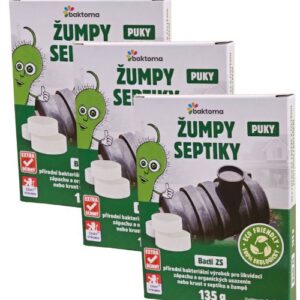 Baktoma Bacti ZS PUK – Bakterie do žump a septiků – 135g BACTI ZS PUK – AKCE: 3×3 PUKY