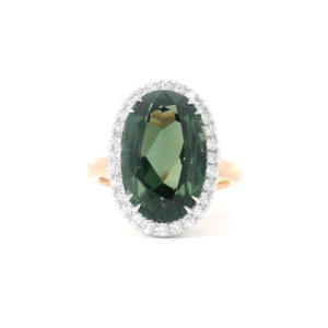 Beny Jewellery Luxusní Prsten se Zeleným Turmalínem a Diamanty