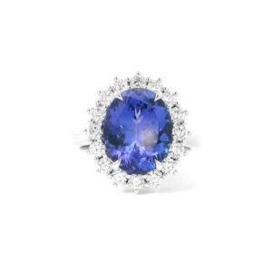 Beny Jewellery Exkluzivní Prsten z Bílého Zlata s Tanzanitem a Jiskrou Diamantů