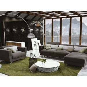 Alterego Divani Italská rozkládací sedací souprava na každodenní spaní Zeus Čalounění: Kůže, Šířka: 3P MAX / 3,5 rozkládací, područka A (š 201 cm), Druh a šířka prodloužené části: Chaiselongue hranatý (hl. 167) s područkou A, pravá strana (š 106 cm)