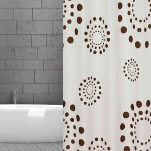 wela TEXTILNÍ SPRCHOVÝ ZÁVĚS HNĚDÉ KRUHY se závažím obšitý W20382 šířka x výška: 120 x 180