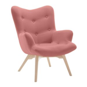 STYLE HOME Moderní designové křeslo Malmo Materiál: Dřevěné nožičky, Potah: Látka soft s knoflíčky