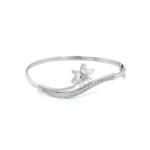 Beny Jewellery Pevný Náramek se Zirkony z Bílého Zlata