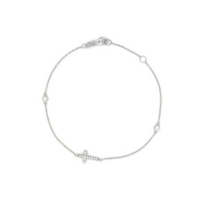 Beny Jewellery Náramek se Zirkony s Křížem z Bílého Zlata