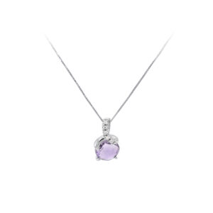 Beny Jewellery Dámský Náhrdelník s Fialovým Kamenem z Bílého Zlata