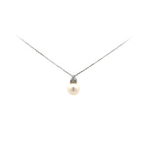 Beny Jewellery Náhrdelnk s Perlou z Bílého Zlata