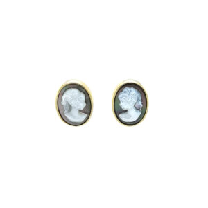 Beny Jewellery Luxusní Zlaté Náušnice s Kamejí a Bezpečným Zapínáním