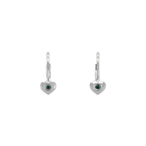 Beny Jewellery Náušnice Srdce se Smaragdem z Bílého Zlata