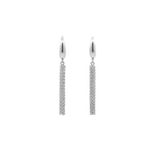 Beny Jewellery Visací Náušnice se Zirkony z Bílého Zlata