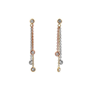 Beny Jewellery Visací Náušnice se Zirkony z Kombinovaného Zlata