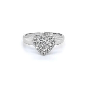 Beny Jewellery Prsten Srdce se Zirkony z Bílého Zlata