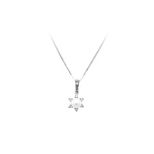 Beny Jewellery Přívěsek s Perlou a Zirkony z Bílého Zlata