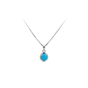 Beny Jewellery Přívěsek s Tyrkysem z Bílého Zlata