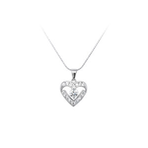 Beny Jewellery Přívěsek Srdce se Zirkony z Bílého Zlata