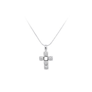 Beny Jewellery Přívěsek Kříž se Zirkony z Bílého Zlata