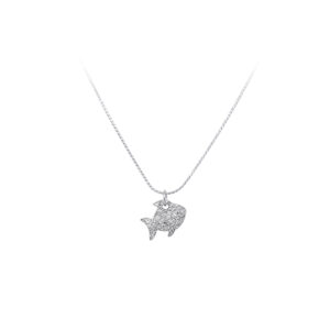 Beny Jewellery Přívěsek Ryba se Zirkony z Bílého Zlata