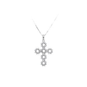 Beny Jewellery Přívěsek Kříž se Zirkony z Bílého Zlata