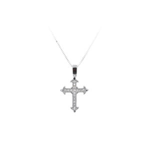 Beny Jewellery Přívěsek Kříž se Zirkony z Bílého Zlata