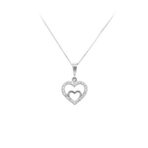 Beny Jewellery Přívěsek Srdce se Zirkony z Bílého Zlata