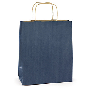 200x Barevné papírové tašky s kroucenými úchyty 250x320x110 mm, modré | RAJA