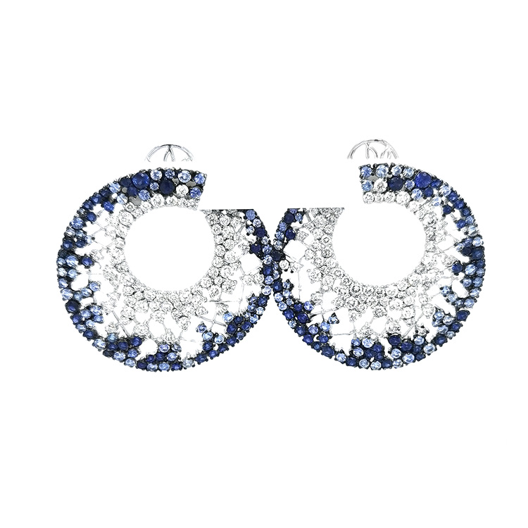 Zlaté Náušnice se Safíry a Diamanty