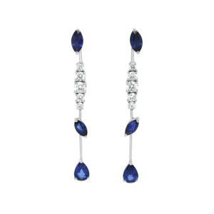 Zlaté Náušnice se Safíry a Diamanty