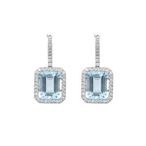 Zlaté Náušnice Crivelli s Akvamaríny a Diamanty