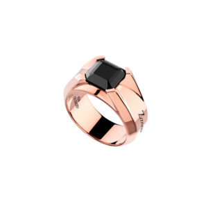Zlatý Pánský Prsten Zancan s Černým Diamantem