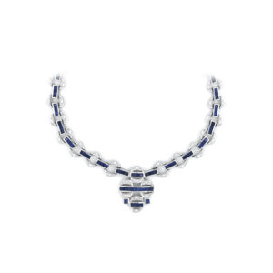 Beny Jewellery Náhrdelník s Modrými Kameny z Bílého Zlata