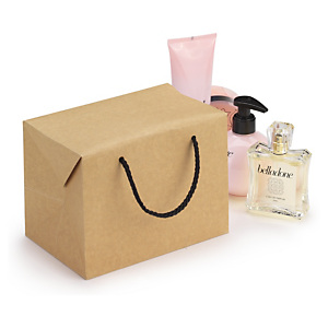 Taška ve tvaru krabice z hnědého kraftového papíru 190x140x125 mm