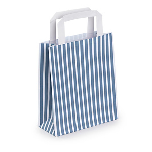 50x Taška z kraftového papíru 190 x 220 x 80 mm s růžovými pruhy