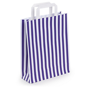 50x Taška z kraftového papíru 260 x 330 x 100 mm s fialovými pruhy