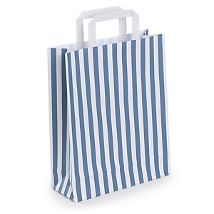 50x Taška z kraftového papíru 260 x 330 x 100 mm s modrými pruhy