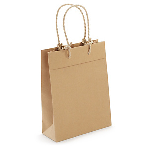20x Taška z kraftového papíru Elégance 200x260x80mm, vyztužené dno, hnědá