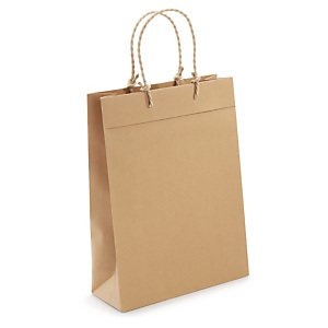 20x Taška z kraftového papíru Elégance 260x350x100mm, vyztužené dno, hnědá