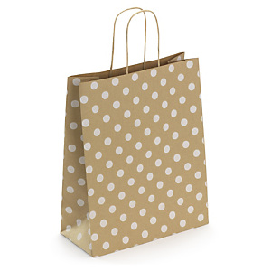 50x Kraftová taška s bílými puntíky 260x320x120 mm