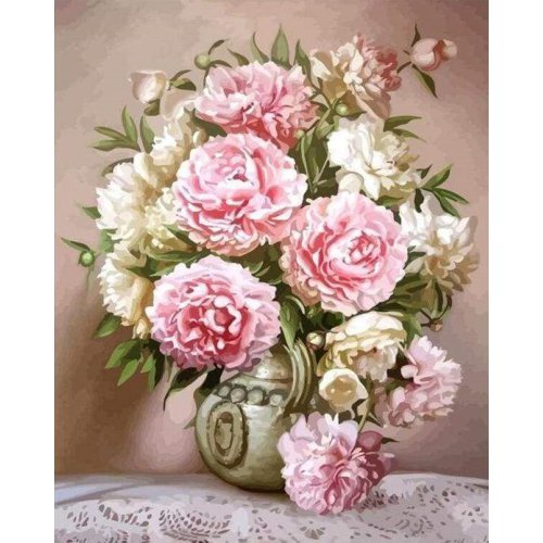 Vyšívání křížkové sada - Krásné pivoňky 32 x 40 cm