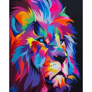 Vyšívání křížkové sada  – Lev Pop Art 2 32 x 40 cm