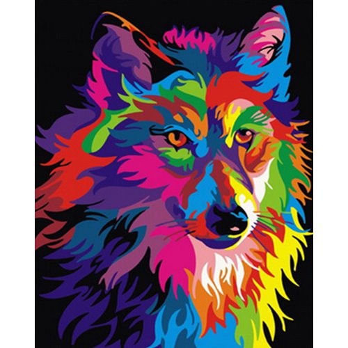 Vyšívání křížkové sada - Vlk Pop Art 32 x 40 cm