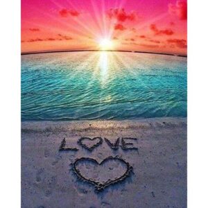 Vyšívání křížkové sada – Láska na písku 32 x 40 cm