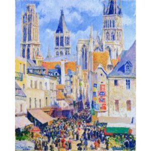Vyšívání křížkové sada –  Pissarro – Tržiště v Rouen 32 x 40 cm