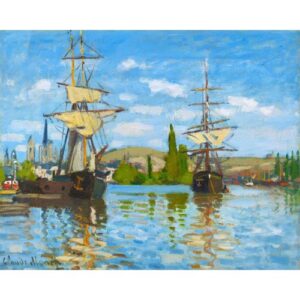 Vyšívání křížkové sada – Monet – Lodě plující po Seině v Rouenu 32 x 40 cm