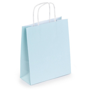 50x Mini papírové tašky z kraftového papíru 180x220x80mm, modré