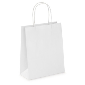 50x Mini papírové tašky z kraftového papíru 180x240x80mm, bílé